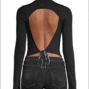 Free People Ribbed Open Back Tie Closure Shirt Size Small Nwt ❤️